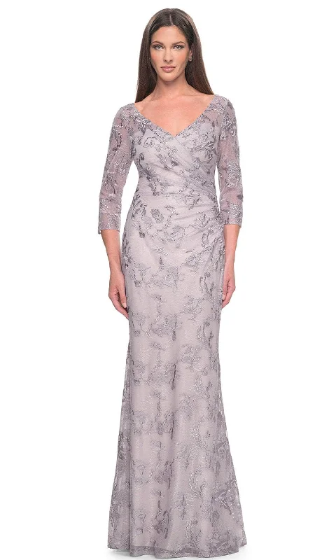 La Femme 31684 - Lace V-Neck Evening Dress Tunics Hiking breathable
