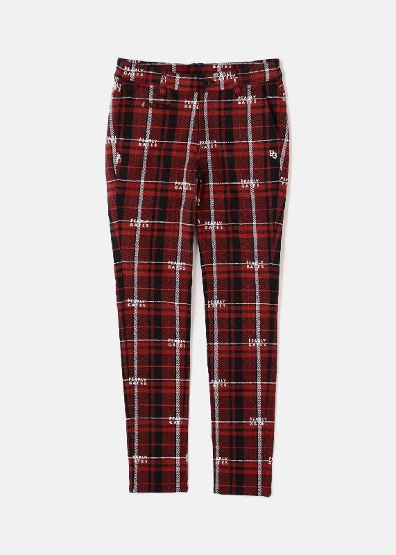 Red Cotton Stretch Calze Check Pants Cozy Maternity Pants