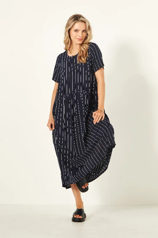 Monroe Dress - Navy Stripe - LEMON TREE Tunics Solid Classic
