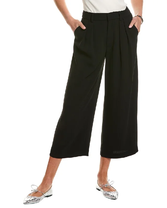 alice + olivia Pompey High-Rise Gaucho Pleat Pant Comfortable Denim Pants