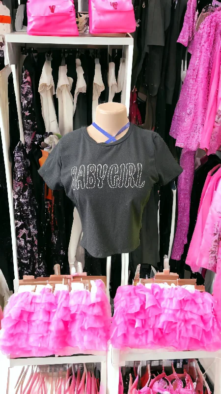 bad and boujee baby girl crop tops Summer Crop Top Casual Short Sleeve