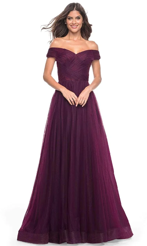 La Femme 30498 - Off Shoulder Tulle Prom Dress Tunics Custom made