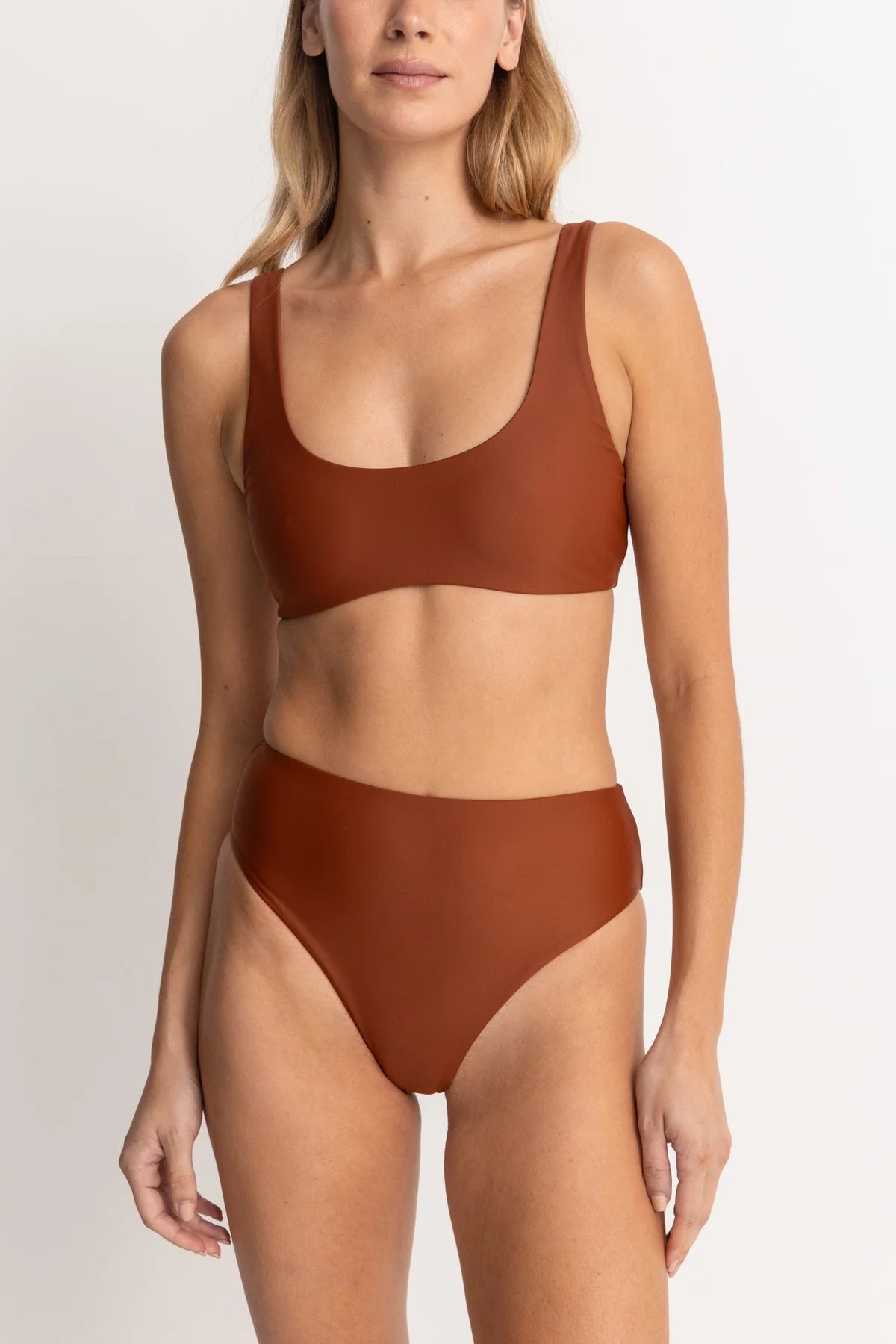 RHYTHM CLASSIC CROP TOP - RUST Hooded Caped Shawl Collar