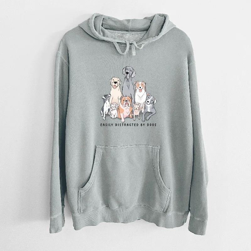 Vibrant Easily Distracted by Dogs - Unisex Pigment Dyed Hoodie. Hoodie with Pastel Soft Subtle Vibrant Easily Distracted by Dogs - Unisex Pigment Dyed Hoodie. Hoodie with Pastel Soft Subtle