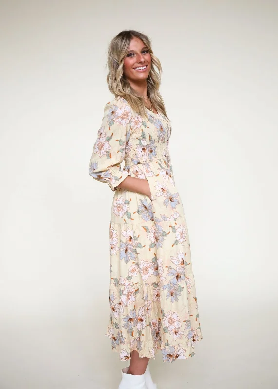 A New Way Smocked Bodice Tiered Mid Dress (RESTOCK) Tunics Exclusive limited