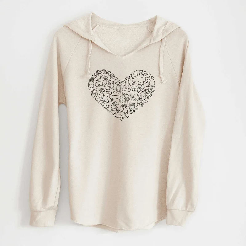Heart Full of Dachshunds - Cali Wave Hooded Sweatshirt. Graphic Hoodie Design Print