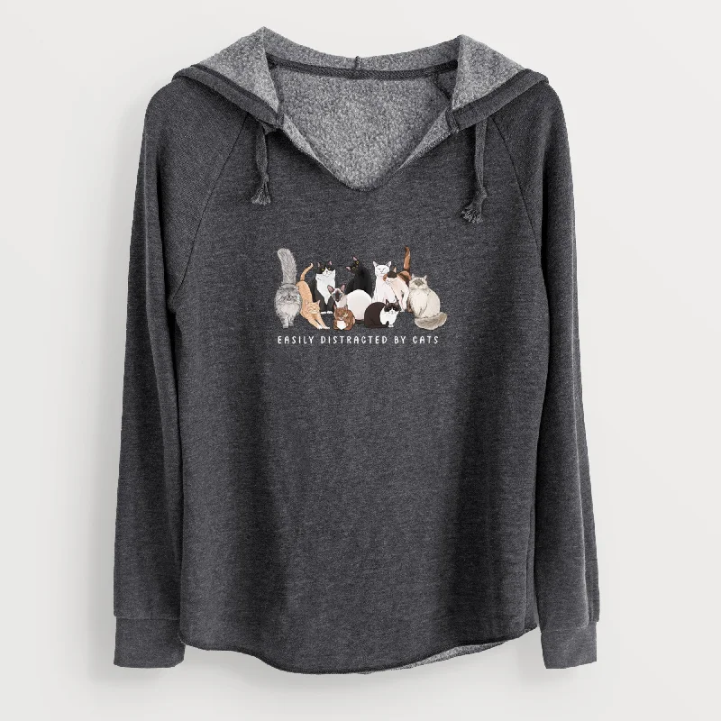 Vibrant Easily Distracted by Cats - Cali Wave Hooded Sweatshirt. Graphic Hoodie Design Print Vibrant Easily Distracted by Cats - Cali Wave Hooded Sweatshirt. Graphic Hoodie Design Print