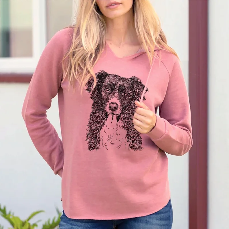 Indi the Border Collie - Cali Wave Hooded Sweatshirt. Hoodie with Hem Contrast Bold Stylish Indi the Border Collie - Cali Wave Hooded Sweatshirt. Hoodie with Hem Contrast Bold Stylish