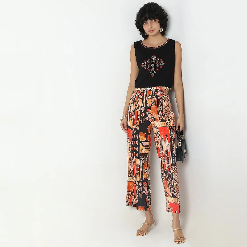 Regular Fit Printed Crop Top Lace Blend Ribbed Blend Corduroy Blend