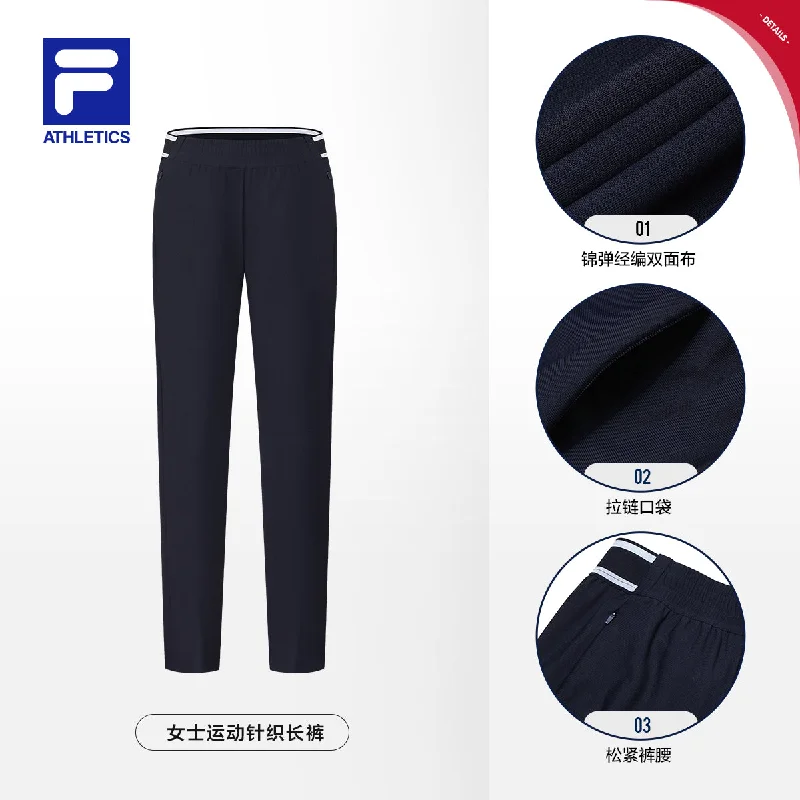 FILA CORE ATHLETICS TENNIS PREPPY NOSTALGIA Women Knit Pants (Navy) Cozy Full-Length Pants FILA CORE ATHLETICS TENNIS PREPPY NOSTALGIA Women Knit Pants (Navy) Cozy Full-Length Pants
