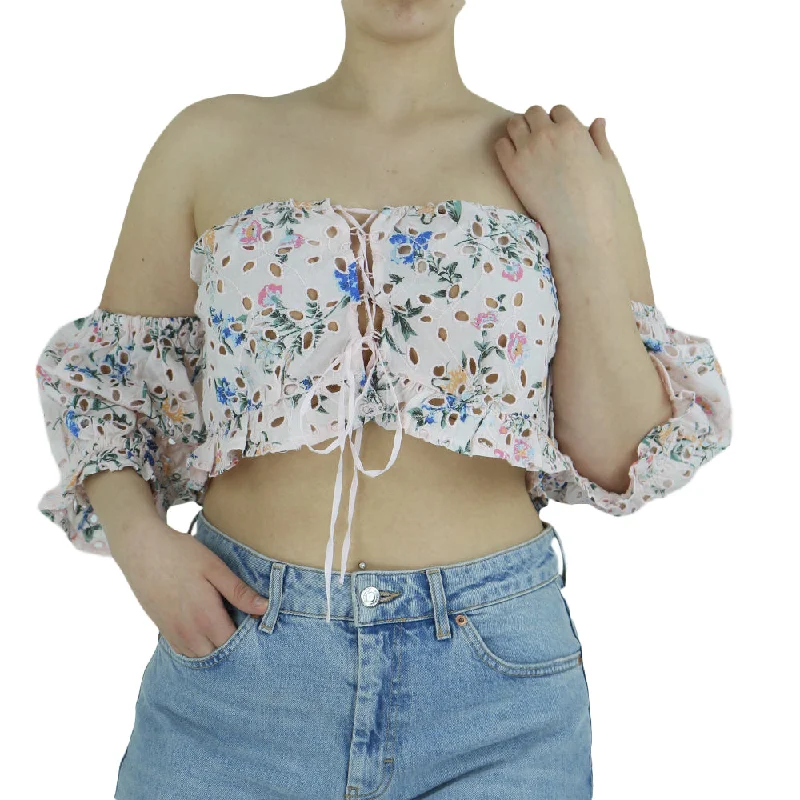 Women's Emroidered Floral Crop Top,Pink Faux Fur Fabric Real Fur Fabric Shearling Fabric Women's Emroidered Floral Crop Top,Pink Faux Fur Fabric Real Fur Fabric Shearling Fabric