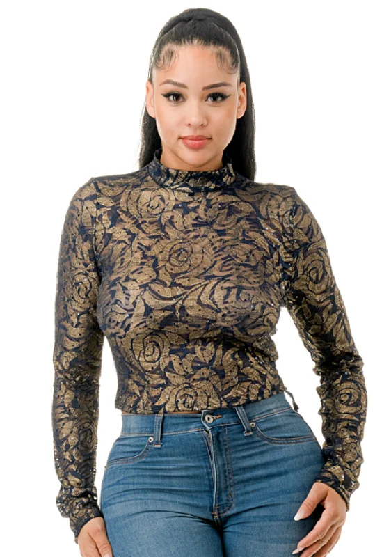 Mock Neck Long Sleeve Crop Top A3 6246 (FINAL SALE) Welt Pockets Slit Pockets Flap Pockets