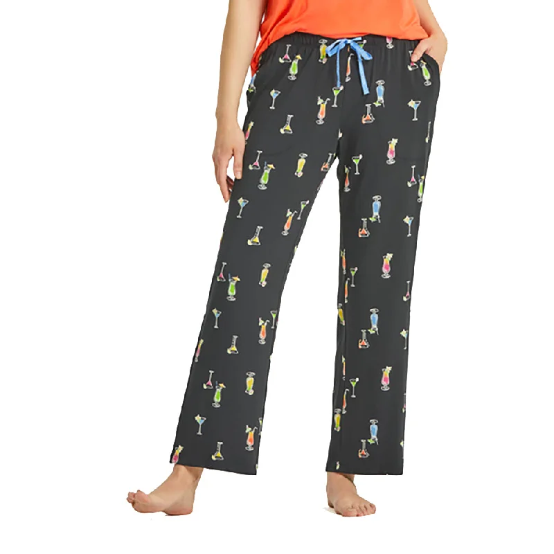 LIfe Is Good Cocktail Pattern Womens Pajama Pant Stretch Fit Pants