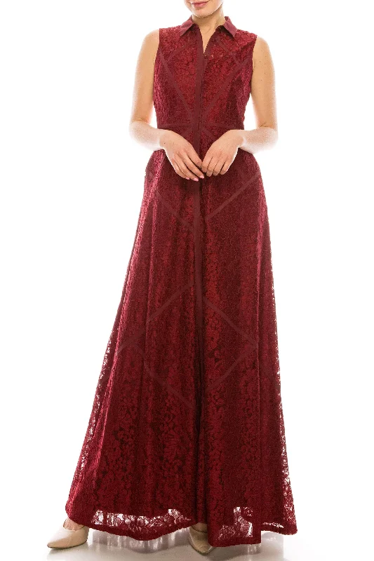 Aidan Mattox 54473060 - Sleeveless Collared Lace Formal Dress Tunics Summer linen
