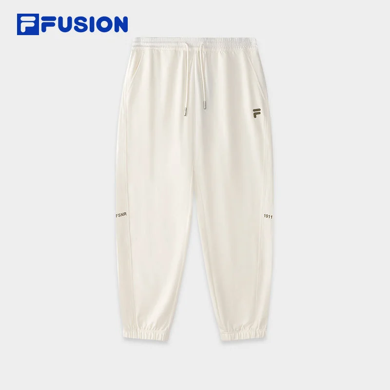 FILA FUSION INLINE FUSIONEER Women Knit Pants (Off-White / Black) Fashionable Tapered Leg Pants FILA FUSION INLINE FUSIONEER Women Knit Pants (Off-White / Black) Fashionable Tapered Leg Pants