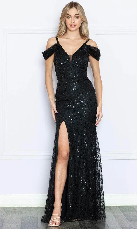 Poly USA 9384 - Sequined V-Back Prom Dress Tunics Bridal satin