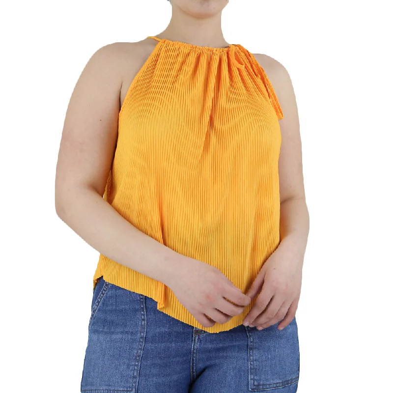 Women's Ribbed Crop Top,Orange Terry Blend Velvet Blend Canvas Blend