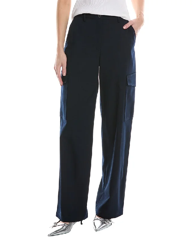 Theory Relaxed Straight Wool-Blend Cargo Pant Formal Linen Trousers