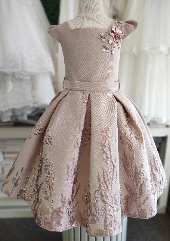 Beggi Girls’ Rose Gold Special Occasion Dress 2818 Floral Print girly