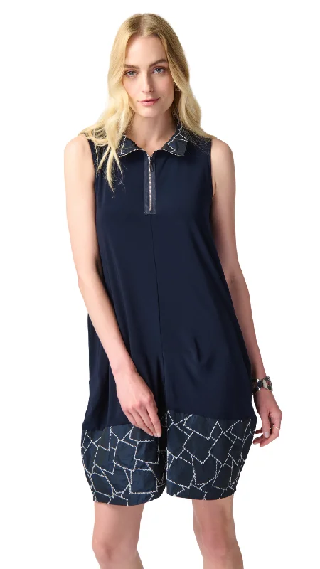 Printed Cocoon Sleeveles Dress. Style JR241157 Tunics Denim casual