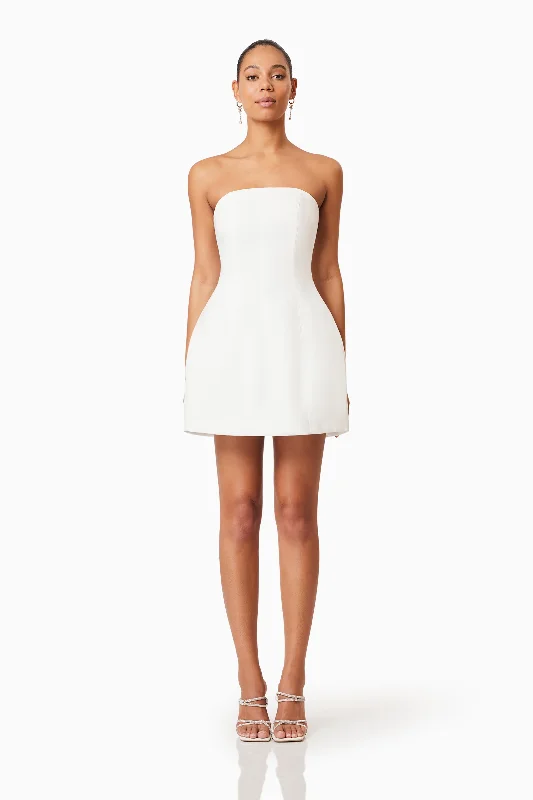 Geranium Strapless Party Dress In White Tunics Versatile functional