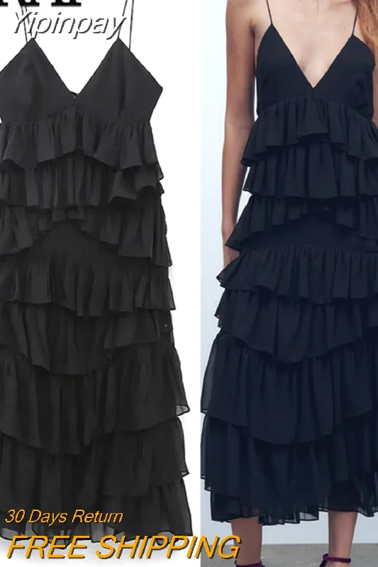 Yipinpay Black Long Dress Women Ruffle Backless Dress Woman Ruched Slip Midi Sexy Dresses Ladies 2023 Christmas Night Party Dresses Chiffon Maxi Beach Yipinpay Black Long Dress Women Ruffle Backless Dress Woman Ruched Slip Midi Sexy Dresses Ladies 2023 Christmas Night Party Dresses Chiffon Maxi Beach