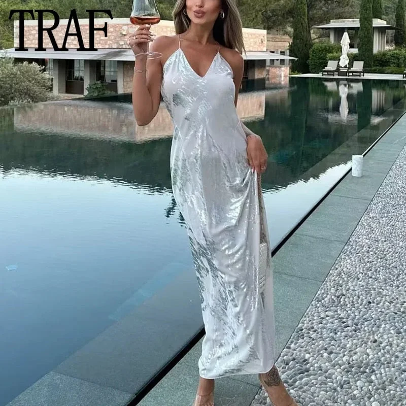 Yipinpay 2023 Silver Long Dress Women Sexy Slip Backless Dress Woman Shiny Sleeveless Summer Party Dresses Night Evening Dresses Tunics Occasion special Yipinpay 2023 Silver Long Dress Women Sexy Slip Backless Dress Woman Shiny Sleeveless Summer Party Dresses Night Evening Dresses Tunics Occasion special