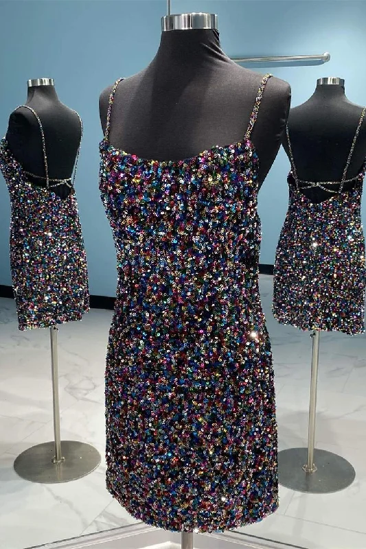 Colored Black Sequins Bodycon Mini Party Dress gh1480 Tunics Running lightweight