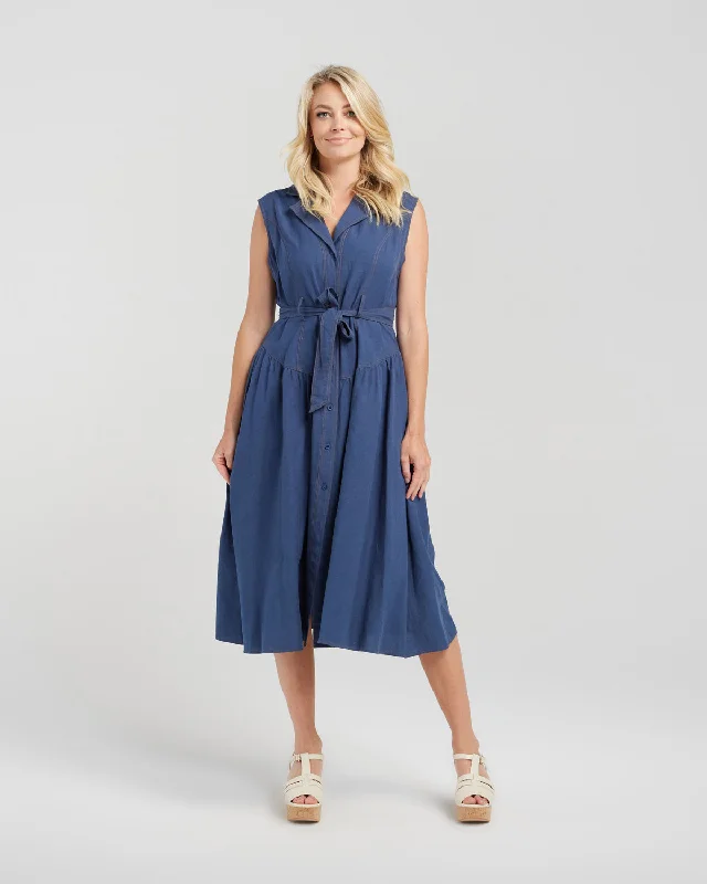 Ivy Dress - Deep Blue - ZAFINA Tunics Fleece cozy