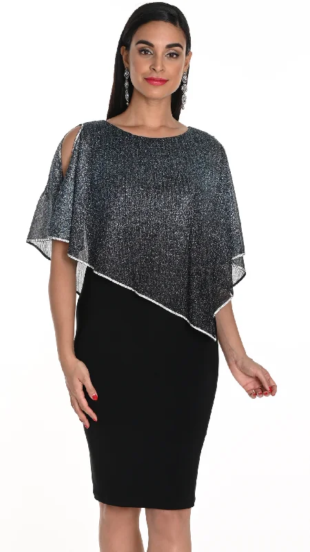 Sheer Sparkle Cape Overlay Dress. Style FL249212 Tunics Fashionable chic