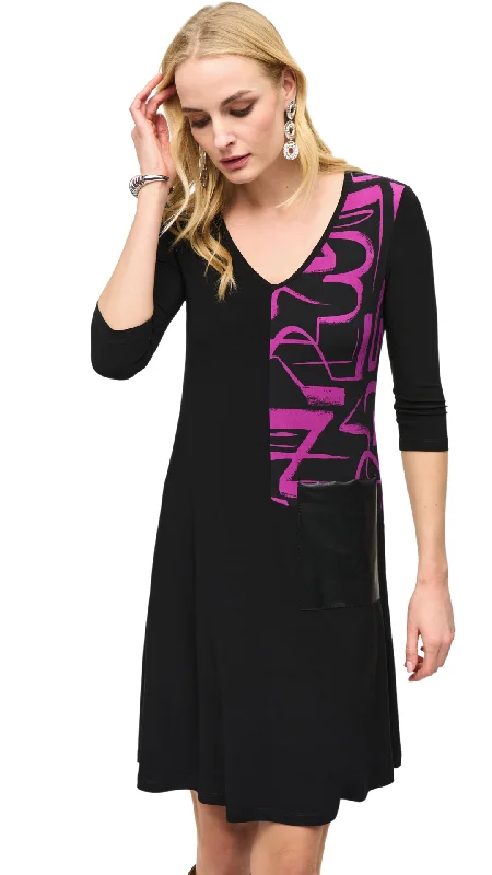 Single Pocket Silky Knit Dress. Style JR243210 Tunics Print Colorful