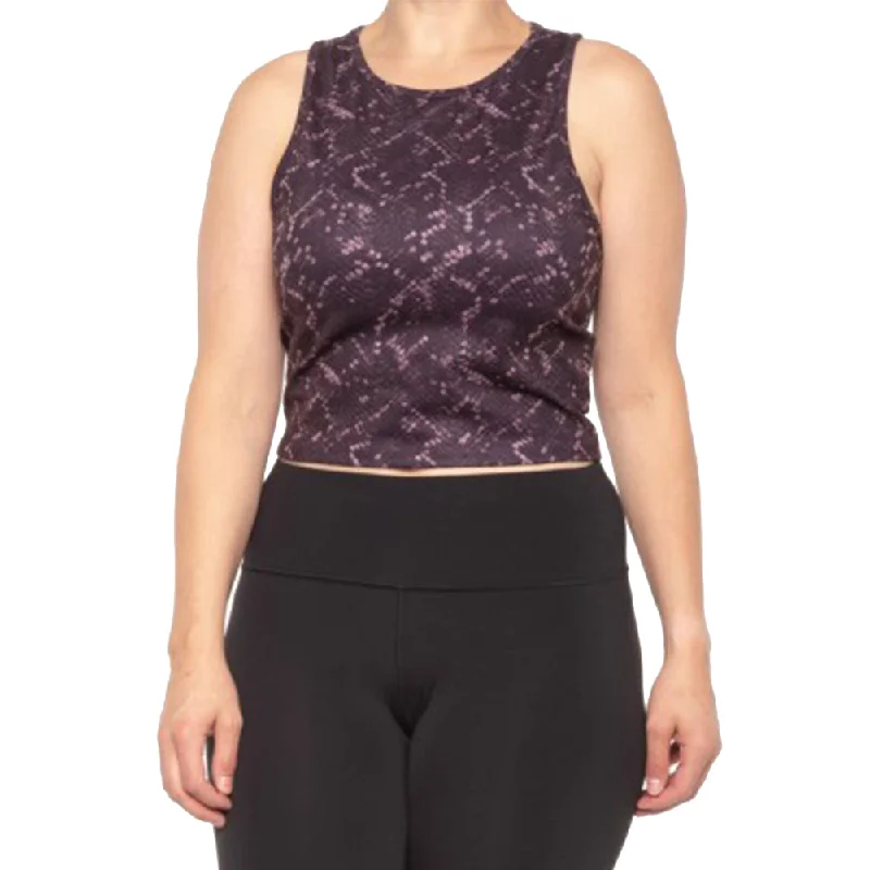 Women's Snake Print Crop Top,Dark Purple Sequined Glittery Shiny