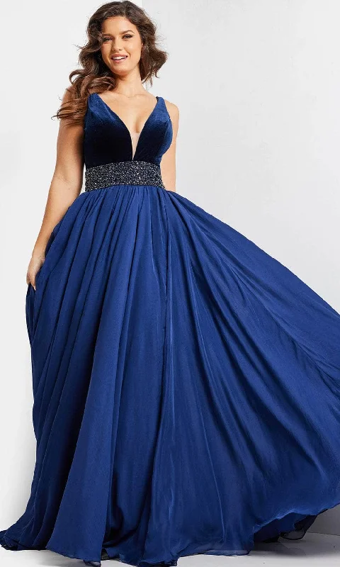 Jovani 26201 - Velvet Bodice A-Line Prom Dress Tunics Canvas sturdy