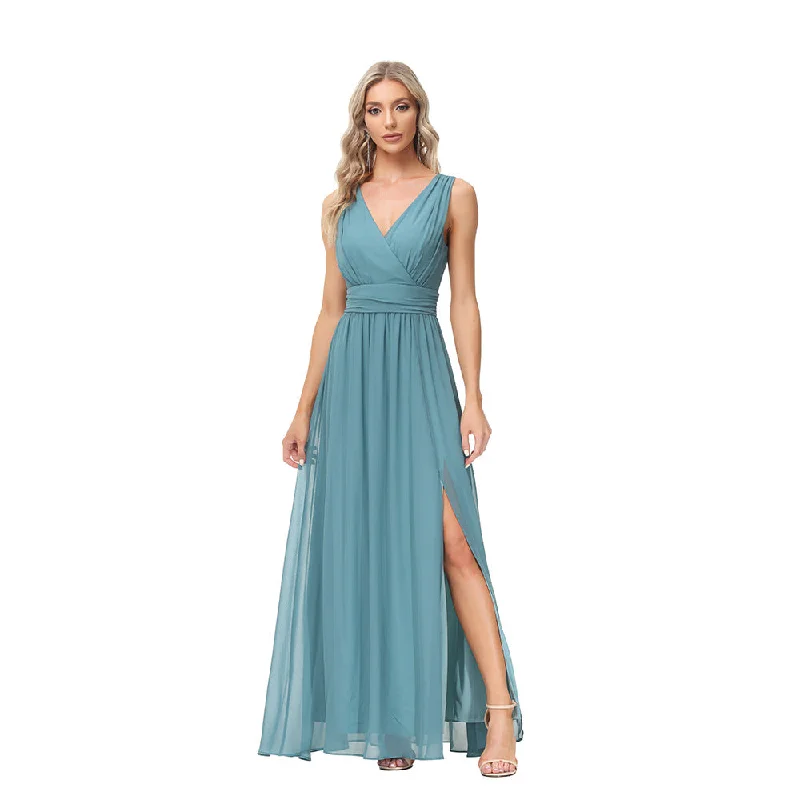 Sexy Chiffon V Neck Evening Party Dresses Tunics Chic elegant