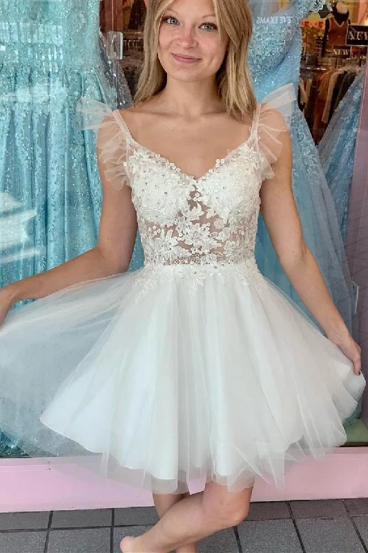 Princess White A-line Appliques Short Party Dress gh1499 Tunics Chinos classic