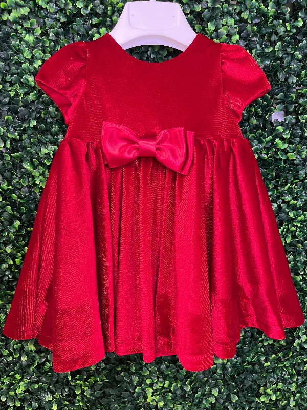 Made In Italy! Michelina Bimbi Girls' Red Lush Velvet Holiday A-line Dress Tunics Canvas sturdy