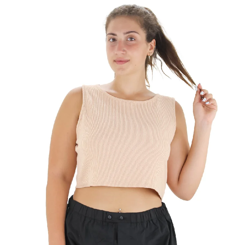 Women's Ribbed Racer Neck Crop Top,Camel Notch Collar Peter Pan Collar Cowl Neck