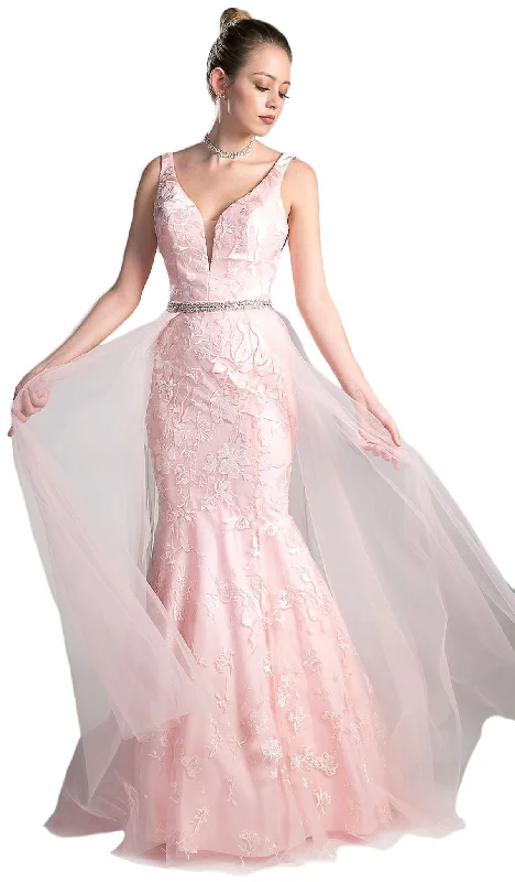 Cinerella Divine 13287 - Lace Appliqued Mermaid Prom Dress Tunics Stylish elegant