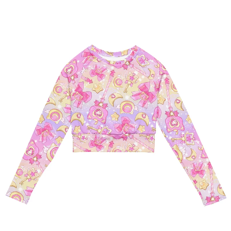 Magical Girl Long-sleeved Crop Top Chenille Blend Fleece Blend Nylon Blend