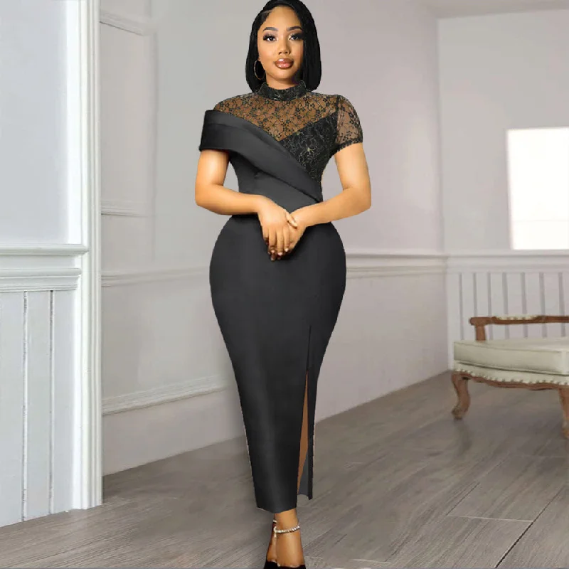 Vintage Lace Short Sleeves Party Dresses for Women Off-the-shoulder Chic Trendy