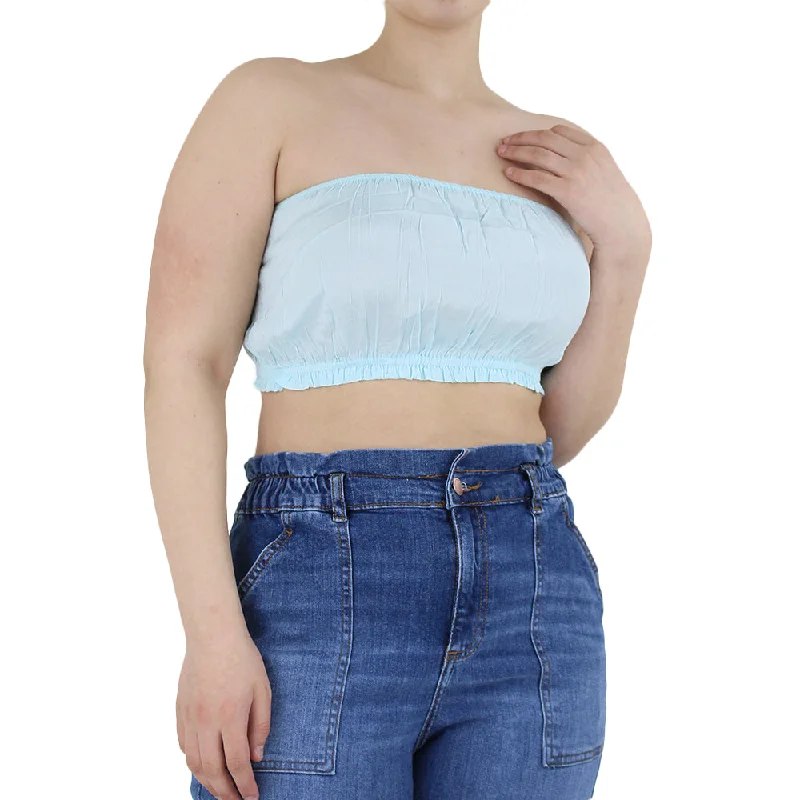 Women's Crop Top,Turquoise Print Jacquard Patchwork