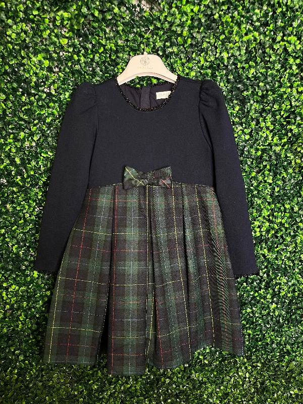 Abel & Lula Girls’ Marino Plaid Dress 5529 Turtleneck Neckline Stylish