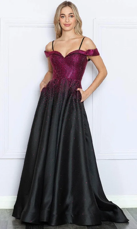 Poly USA 9278 - Jeweled A-Line Prom Dress Off-the-shoulder Chic Trendy