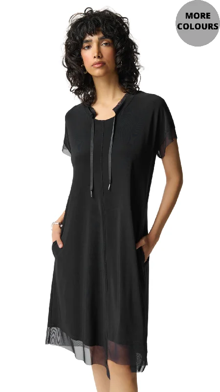 Silky Knit and Mesh Straight Dress. Style JR241080 Tunics Running lightweight