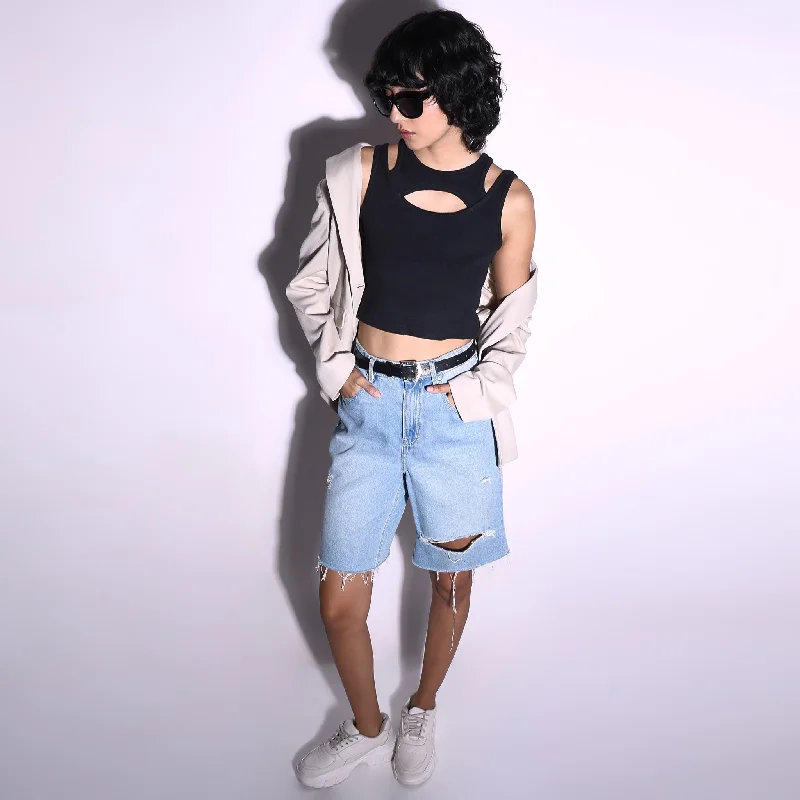 Slim Fit Solid Crop Top Chenille Brocade Lace
