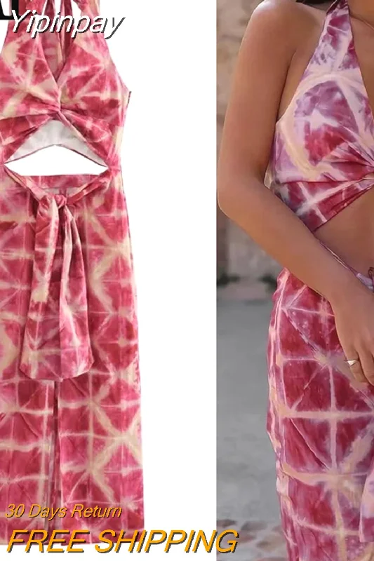 Yipinpay Print Halter Long Dress Women Cut Out Backless Dress Woman Off Shoulder Summer Party Dresses For Women Knot Evening Dresses Off-the-shoulder Bohemian Festive Yipinpay Print Halter Long Dress Women Cut Out Backless Dress Woman Off Shoulder Summer Party Dresses For Women Knot Evening Dresses Off-the-shoulder Bohemian Festive