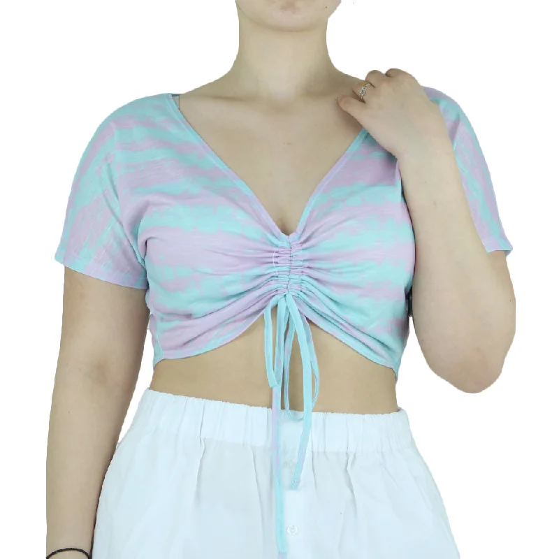 Women's Washed Crop Top,Multi Fleece Fabric Down Fabric Feather Fabric