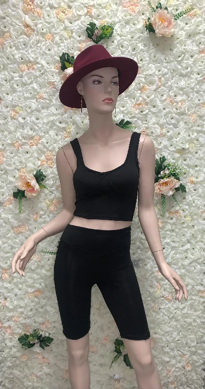 Crop Top & Biker Shorts Set Bozzolo 78213 Lace Blend Ribbed Blend Corduroy Blend