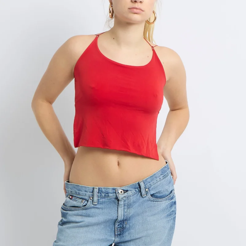 Strappy Backless Crop Top - UK 6 Embroidered Appliqued Beaded