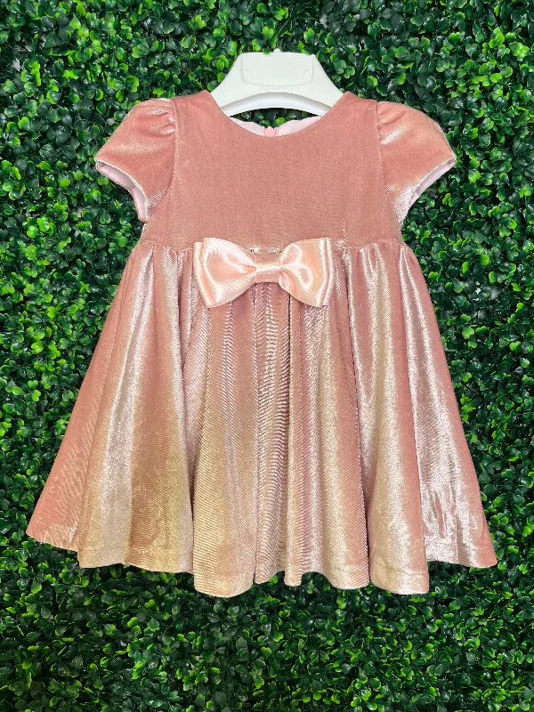 Made In Italy! Michelina Bimbi Girls' Pink Opalescent Velvet A-line Dress Tunics New arrival